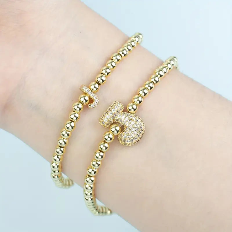 A-Z Bubble Initial Beaded Bracelet Set
