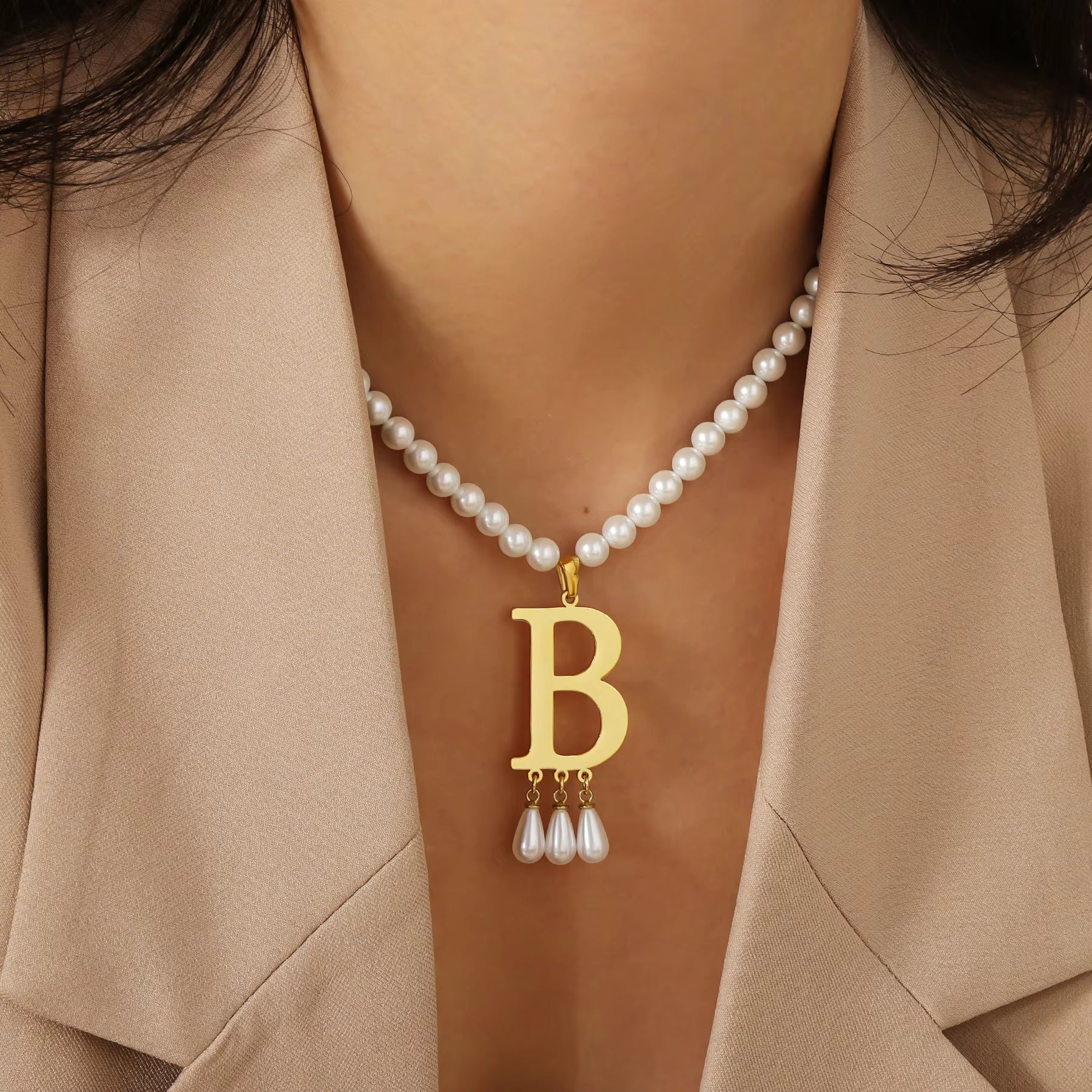 A-Z Luxe Initial Pearl Necklace