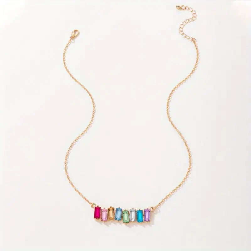 Square Prism Rainbow Necklace