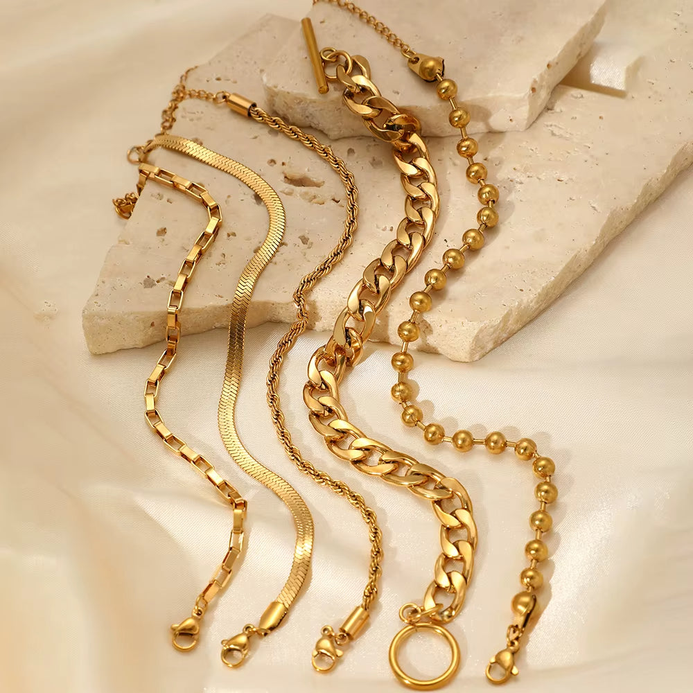 5pc Luxe Chain Bracelet Stack