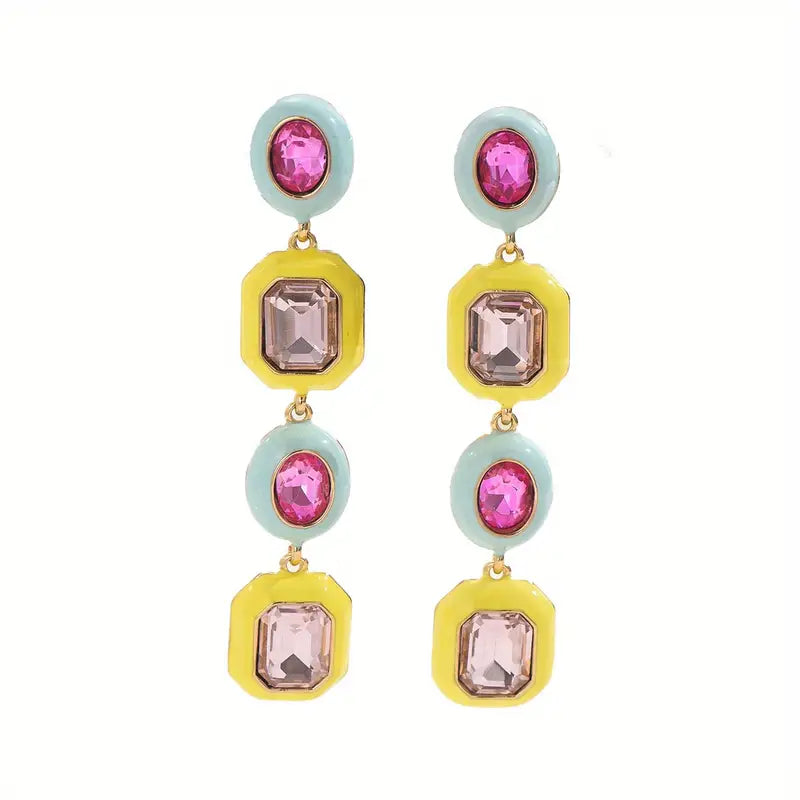 Modern Colorblock Rainbow Earrings