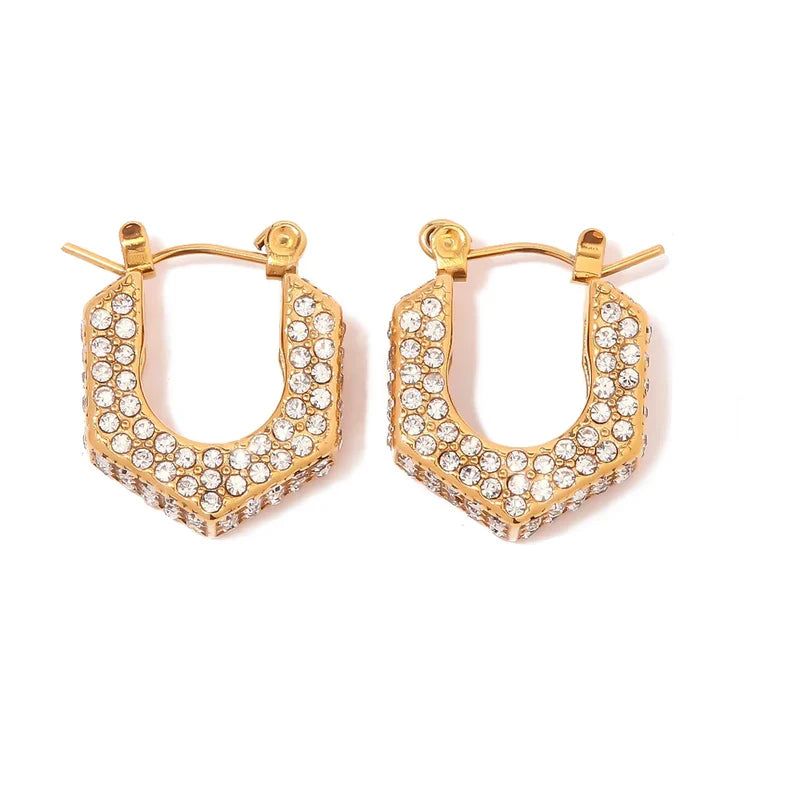 Pentagon Diamond Accented Earrings