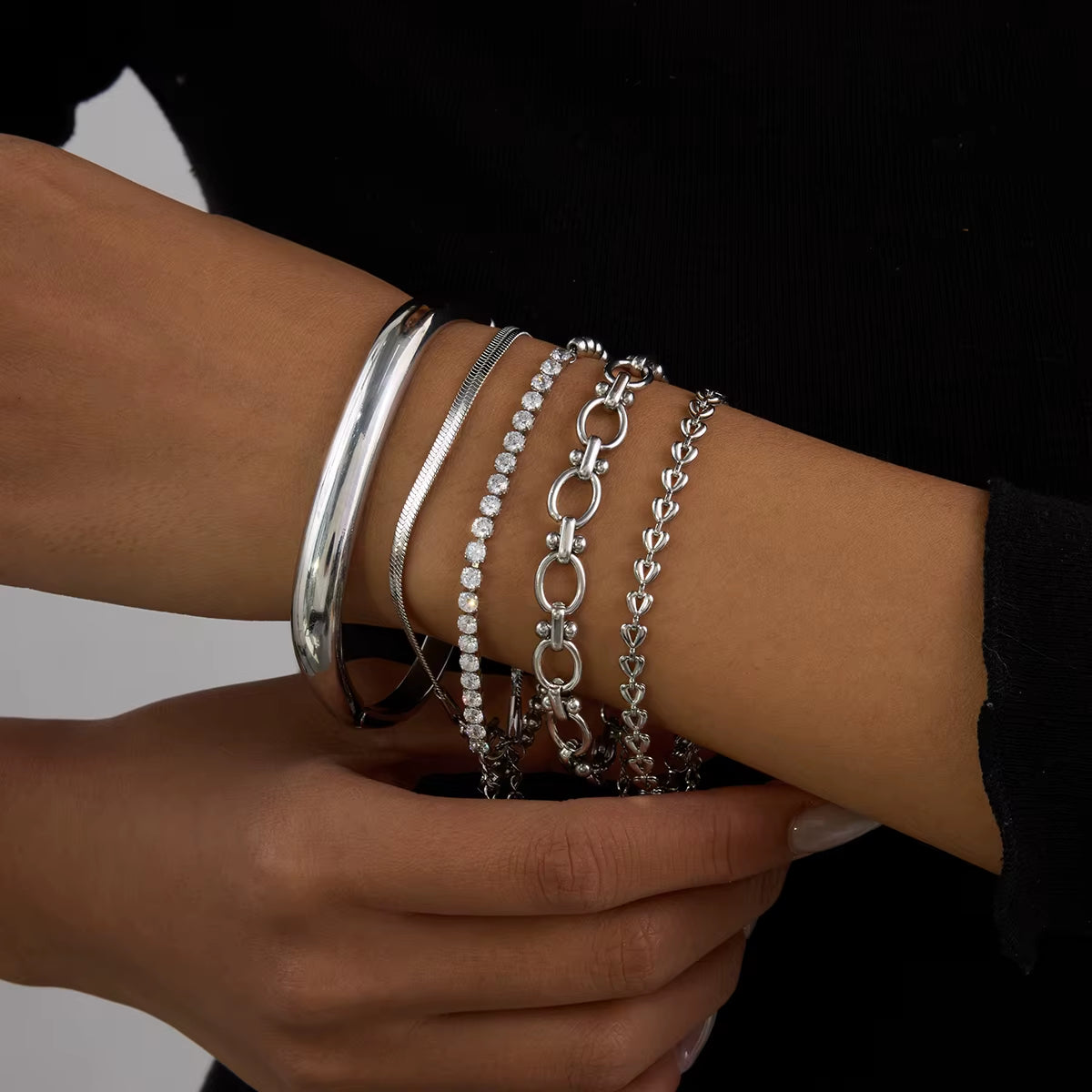 5pc Buckle Square Bracelet Stack