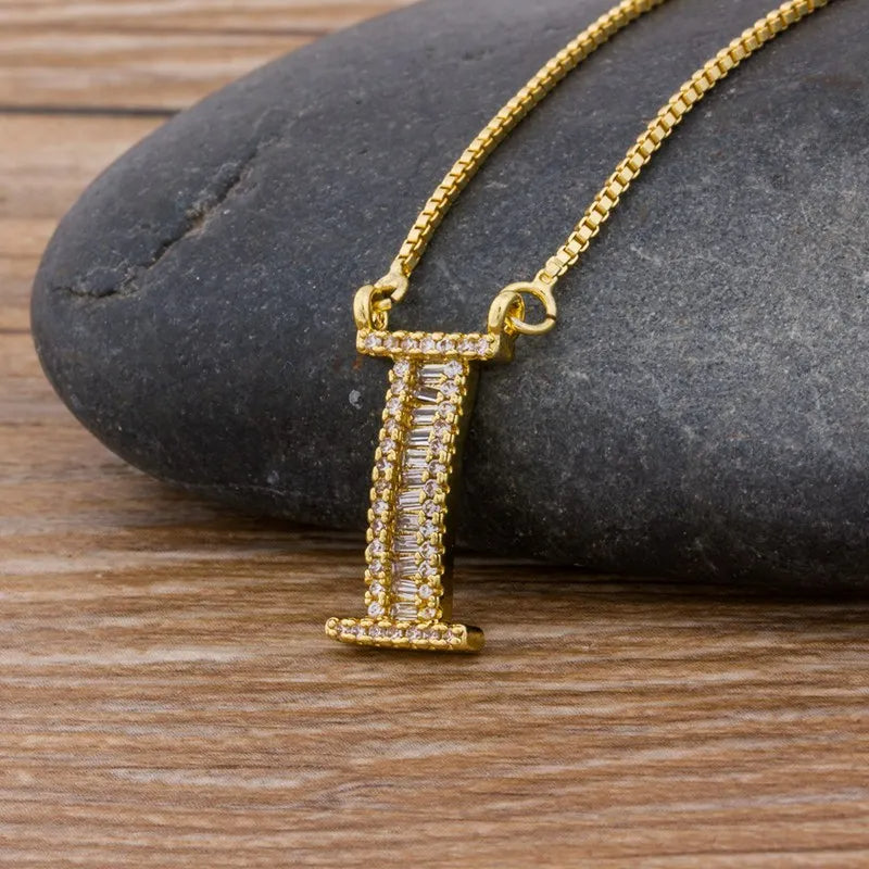 A-Z Curved Diamond Initial Necklace
