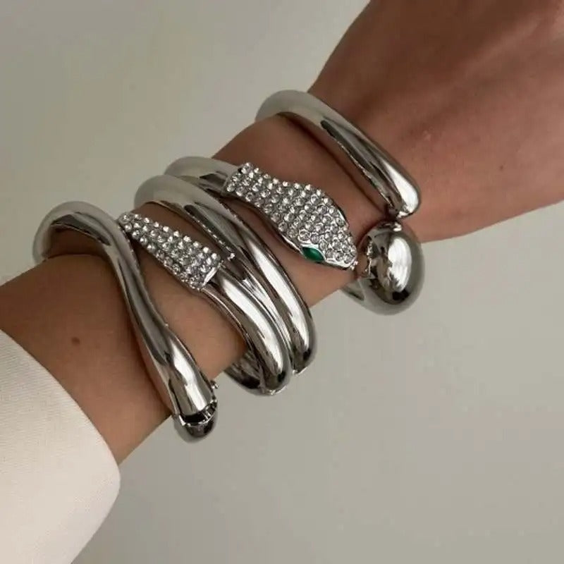 3pc Chunky Rhinestone Bracelet Set