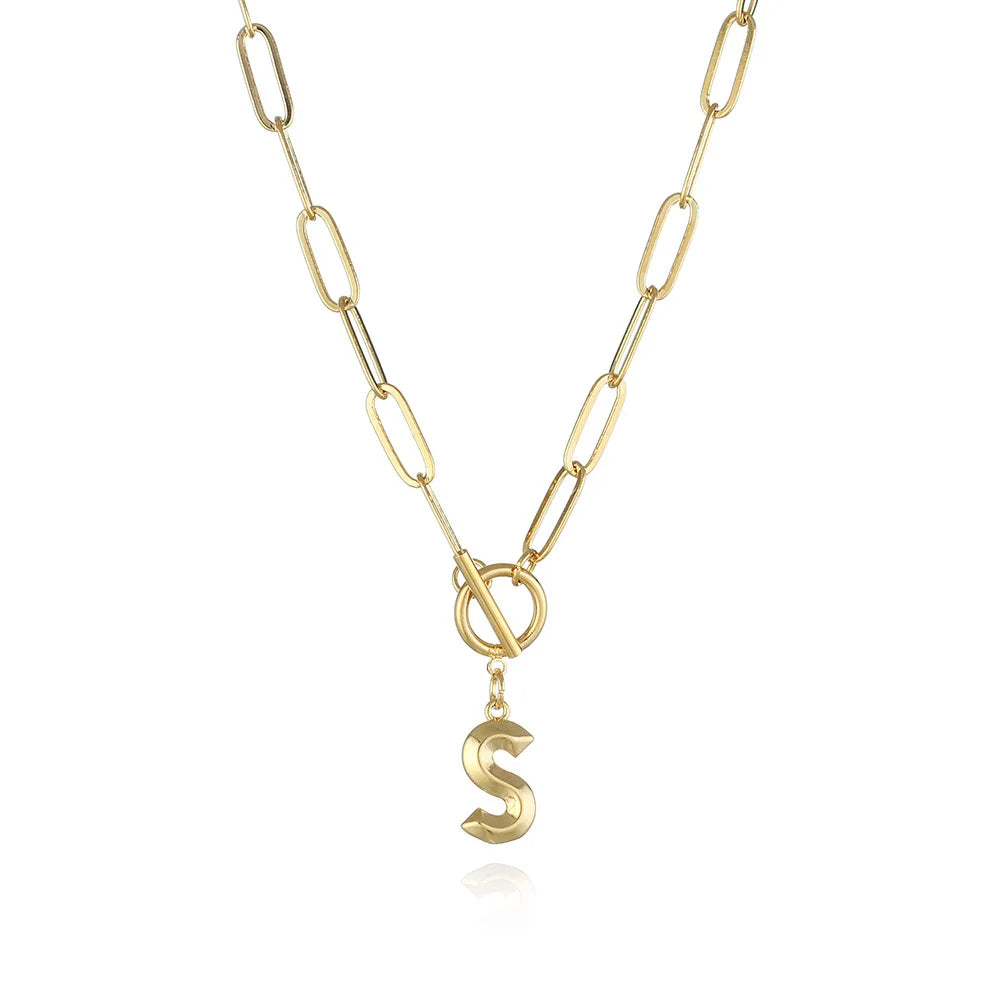 A-Z Initial Toggle Paperclip Necklace