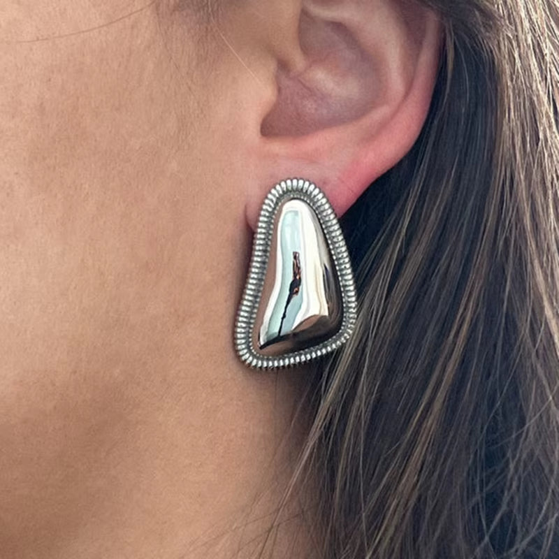 Curved Triangle Stud Earrings